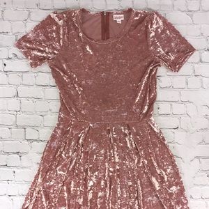 LuLaRoe Amelia dress pink crushed velvet large